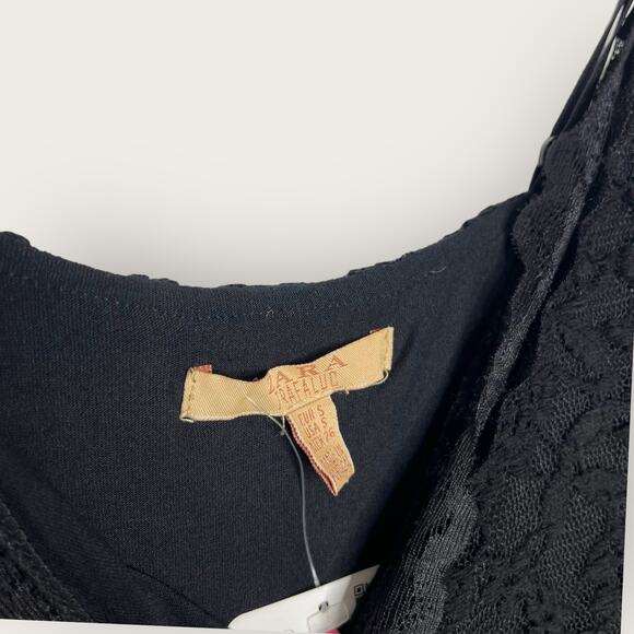 ZARA Floral Check Lace Bodycon Dress | Small | Black Dark Floral Preppy Grunge - Picture 4 of 9